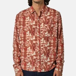 CORRIDOR Lyocell Tie-Dye Long Sleeve Shirt Coral Red L EUC